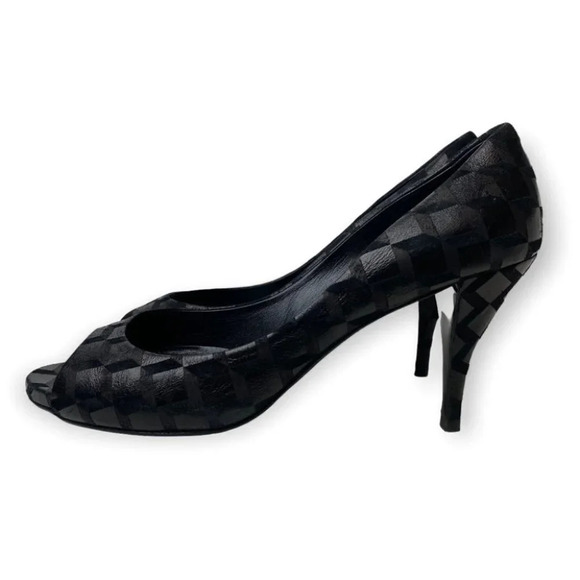 Pierre Hardy  Black Suede & Silver Metallic Peep Toe Heels - Picture 6 of 11
